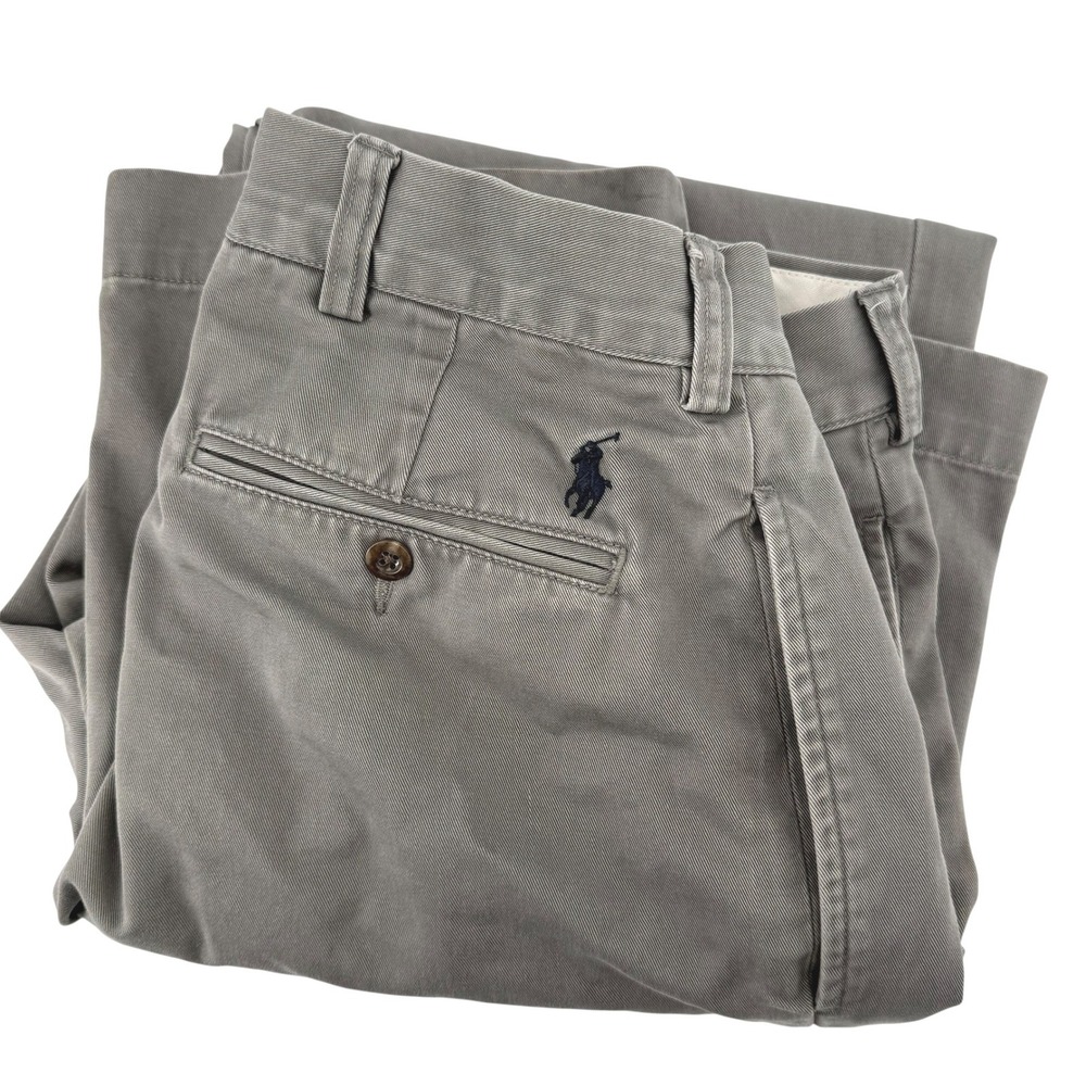 Polo Ralph Lauren Ethan Pant Mens 33x30.5 Gray Pleated Chino Cotton Trousers